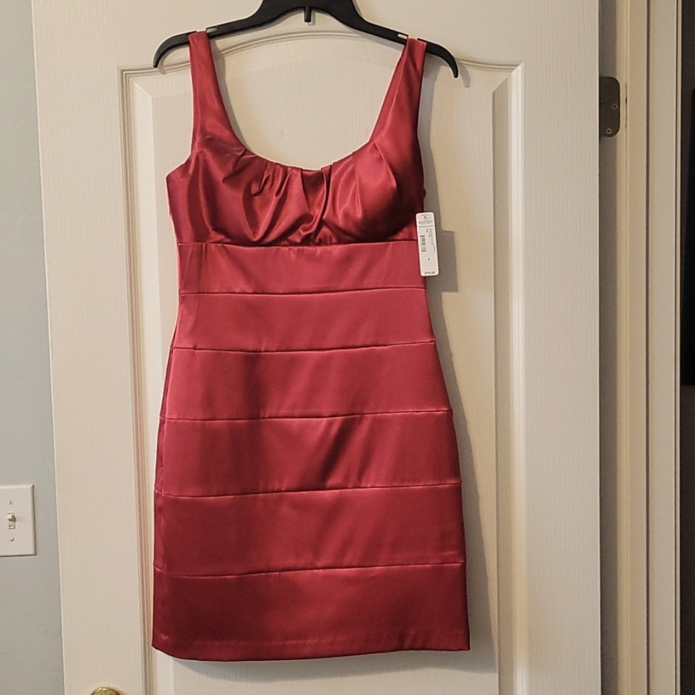 Red silky party dress